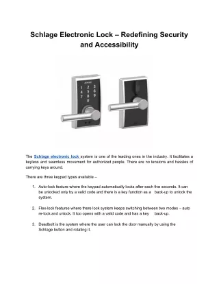 schlage electronic lock redefining security