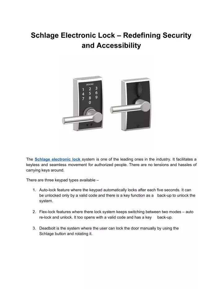 schlage electronic lock redefining security