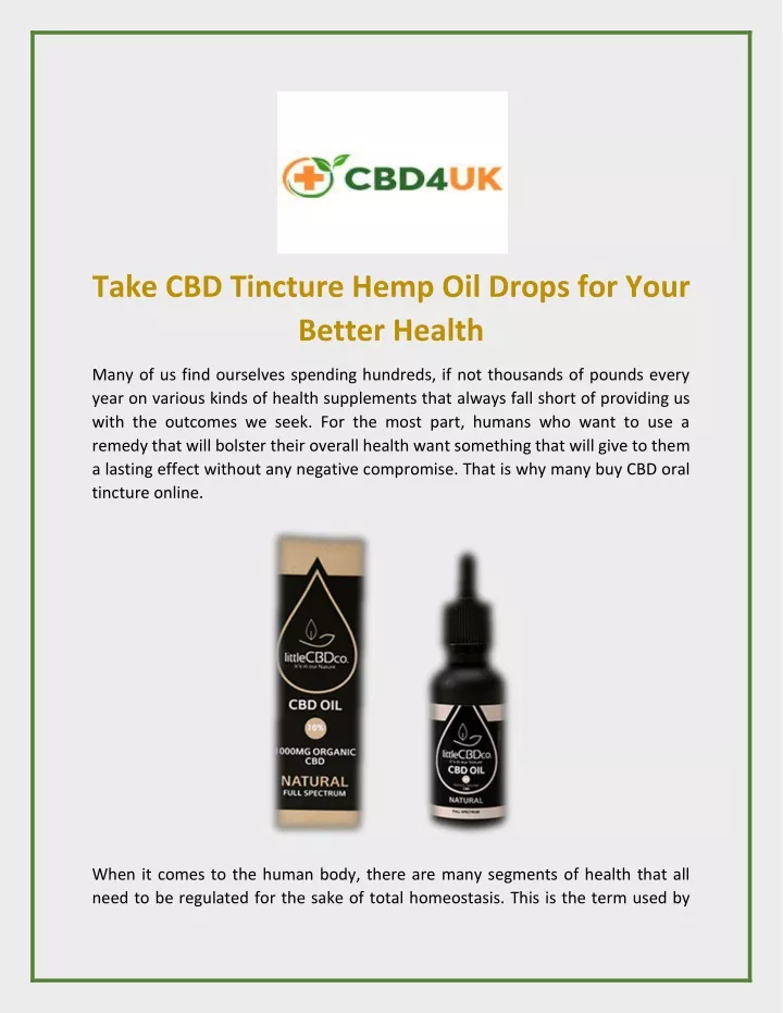 take cbd tincture hemp oil drops for your better