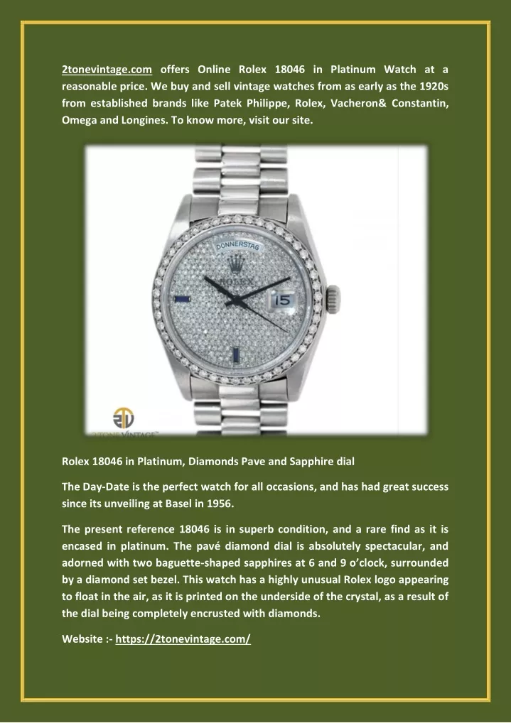 2tonevintage com offers online rolex 18046