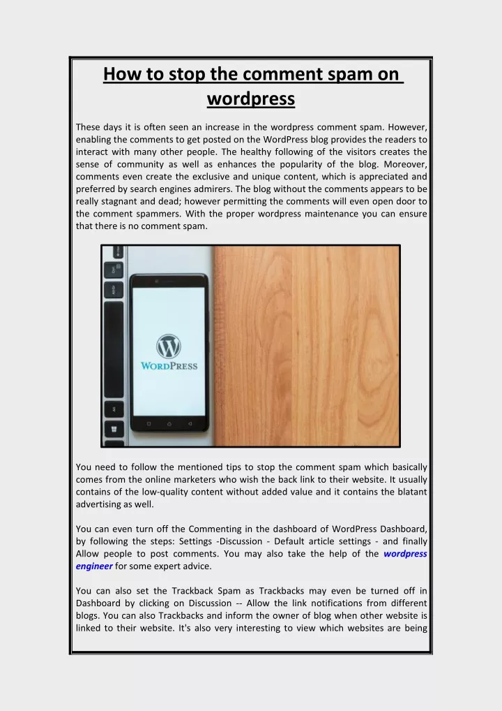 how to stop the comment spam on wordpress