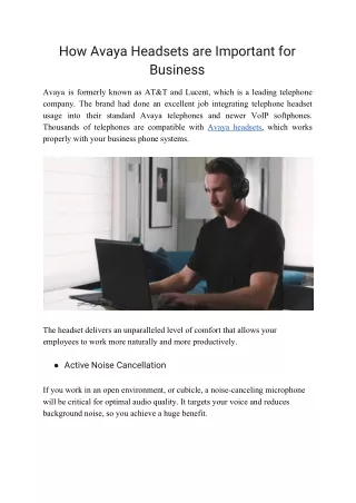 how avaya headsets are important for business