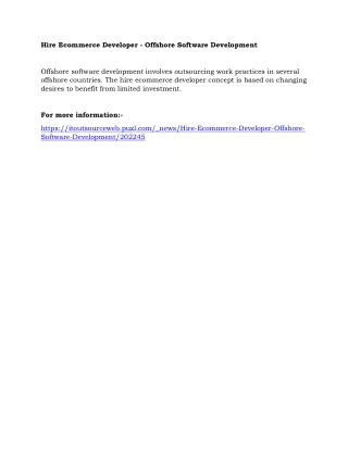 hire ecommerce developer offshore software