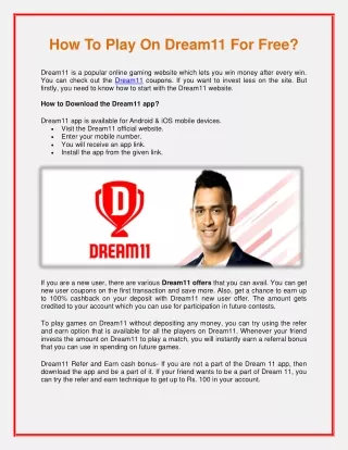 how to play on dream11 for free