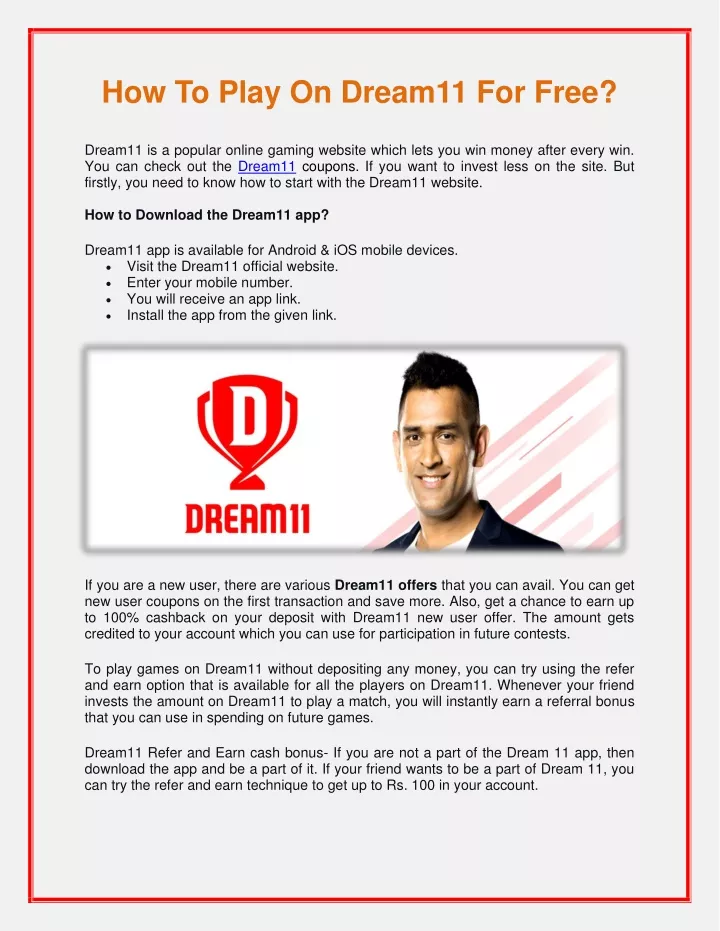 how to play on dream11 for free