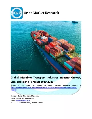 Global Maritime Transport Industry Size, Industry Trends, Share and Forecast 2019-2025