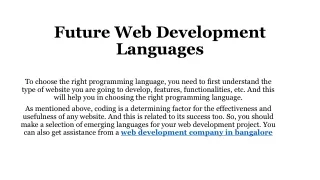Future Web Development Languages