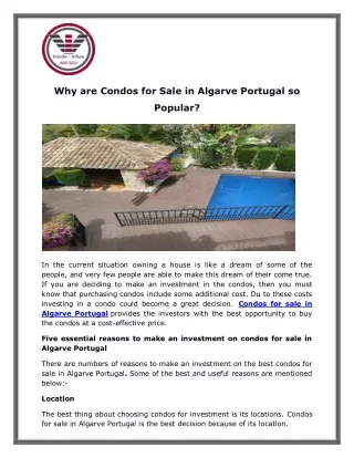 Why are Condos for Sale in Algarve Portugal so Popular? 