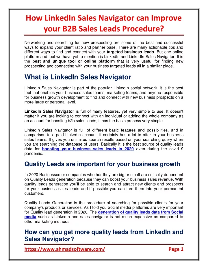 how linkedin sales navigator can improve your