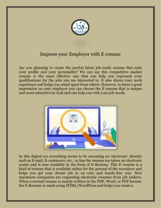 Impress your Employer with E resume