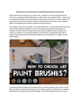 GUIDE TO BUY ART PAINT BRUSHES