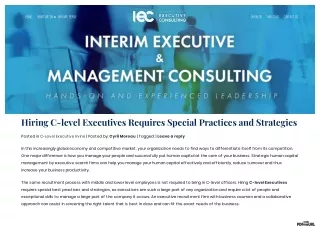 Best C-level Executives Special Practices and Strategies | IE Consulting LLC