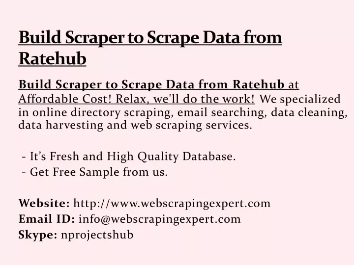 build scraper to scrape data from ratehub