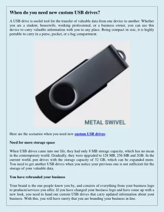 when do you need new custom usb drives