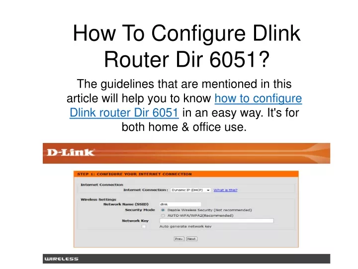 how to configure dlink router dir 6051
