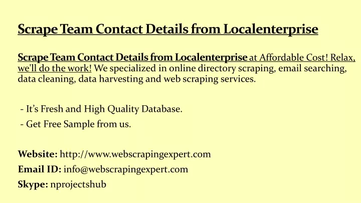 scrape team contact details from localenterprise