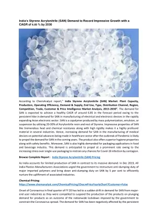india s styrene acrylonitrile san demand