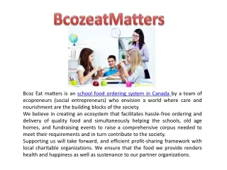 B’coz Eat Matters – School Lunch Online Ordering System In Canada