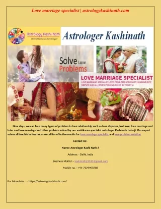 Love marriage specialist | astrologykashinath.com