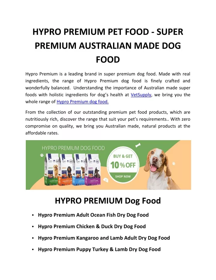 hypro premium pet food super premium australian