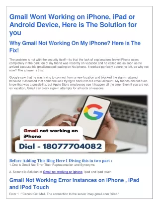 gmail wont working on iphone ipad or android