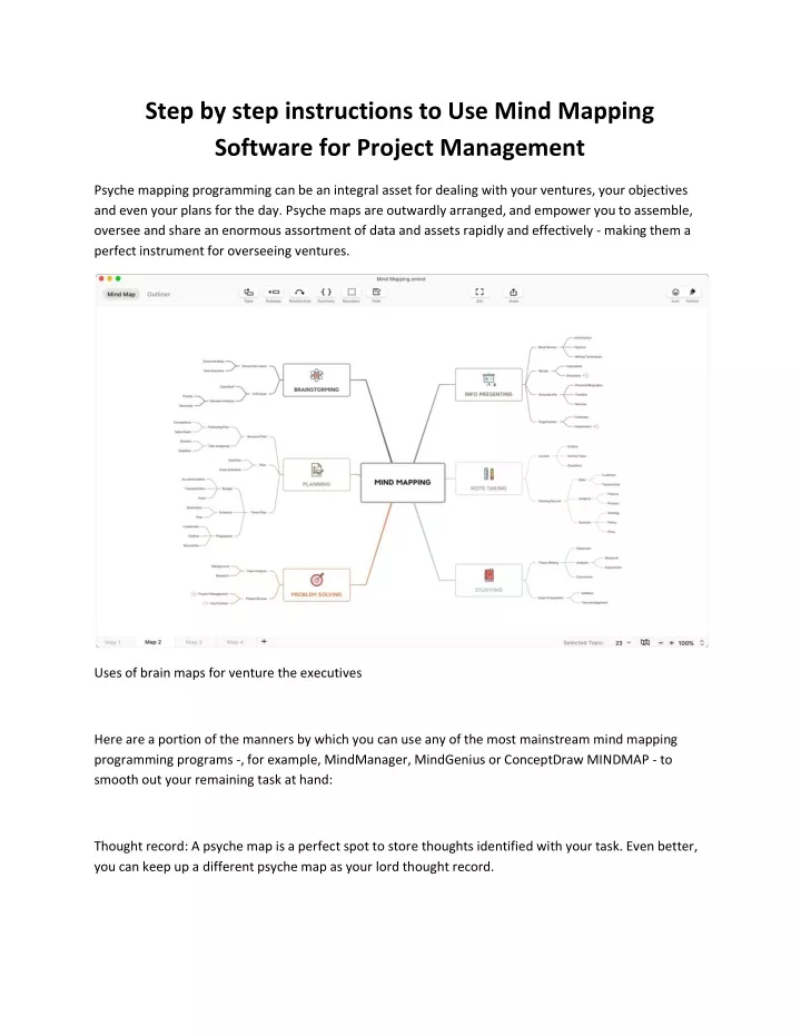 step by step instructions to use mind mapping