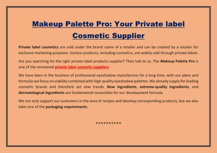 makeup palette pro your private label cosmetic