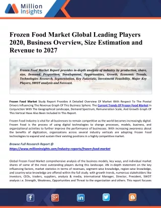 frozen food market global leading players 2020