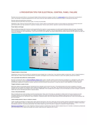 6 prevention tips for electrical control panel