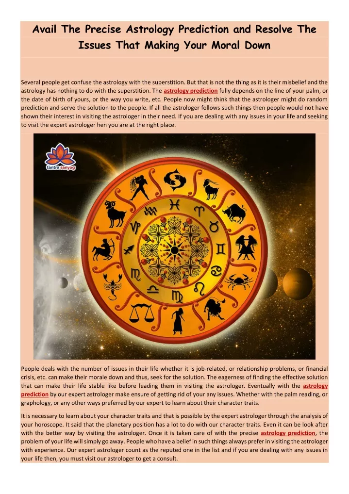avail the precise astrology prediction