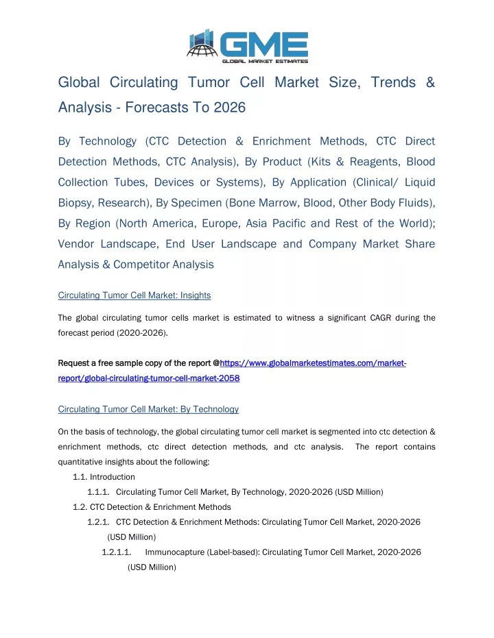 global circulating tumor cell market size trends