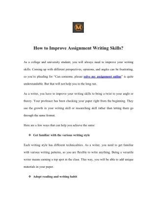 how to improve assignment writing skills