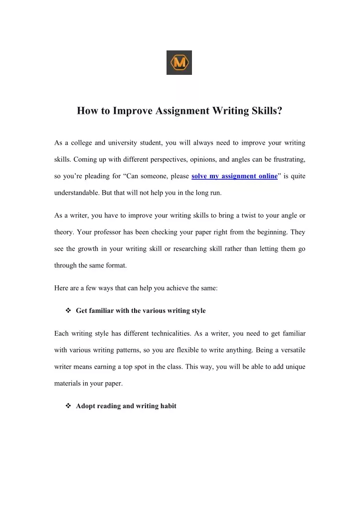 how to improve assignment writing skills