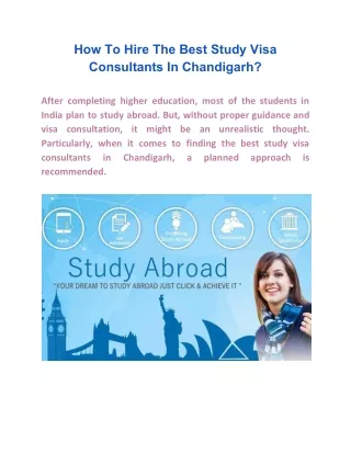How to hire the best study visa consultants in chandigarh