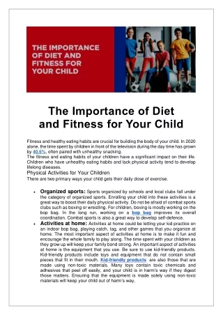 The Importance Of Diet And Fitness For Your Child