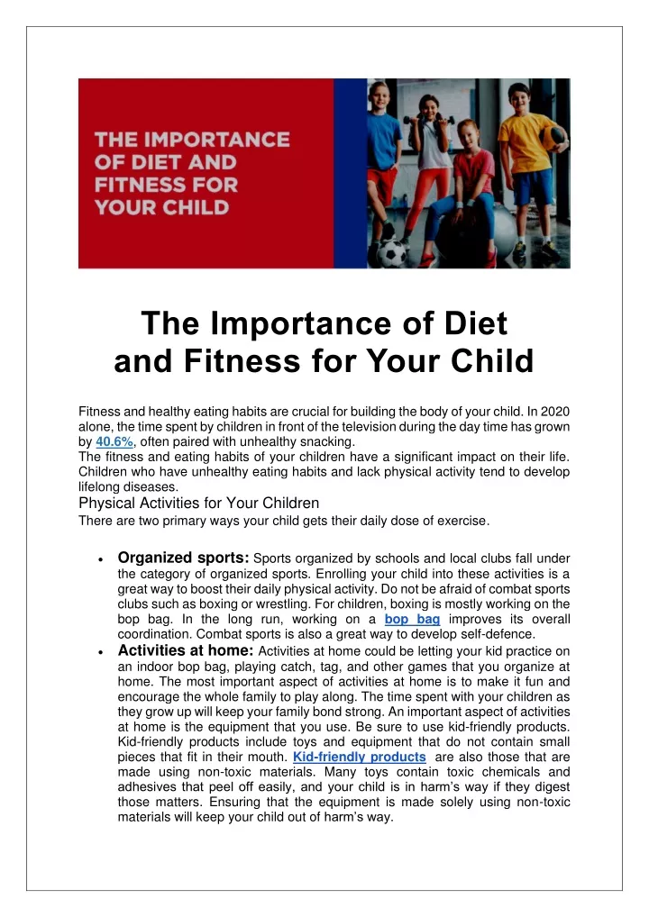 the importance of diet and fitness for your child
