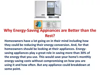 why energy saving appliances are better than the rest