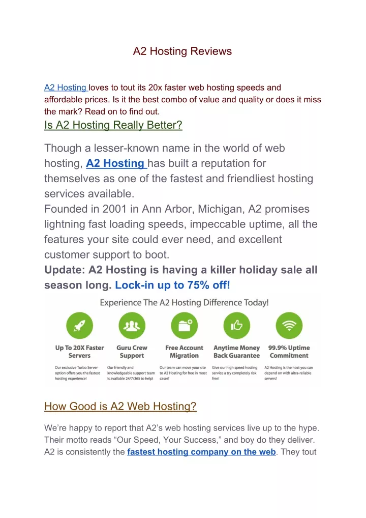 a2 hosting reviews