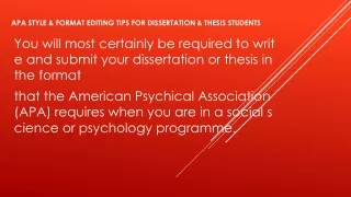 apa style format editing tips for dissertation thesis students