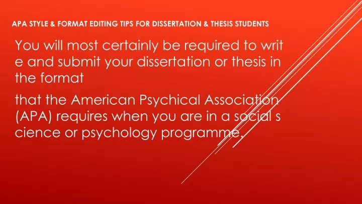 apa style format editing tips for dissertation thesis students