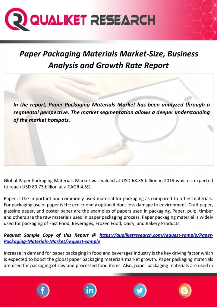 paper packaging materials market size business