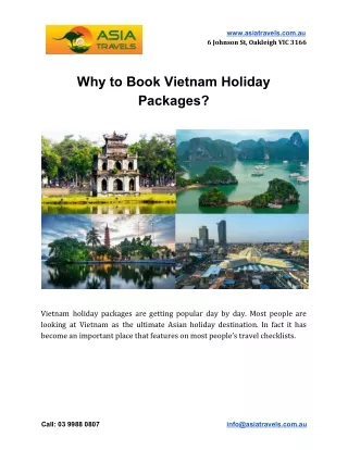 Why to Book Vietnam Holiday Packages?