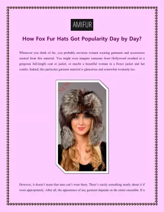 how fox fur hats got popularity day by day