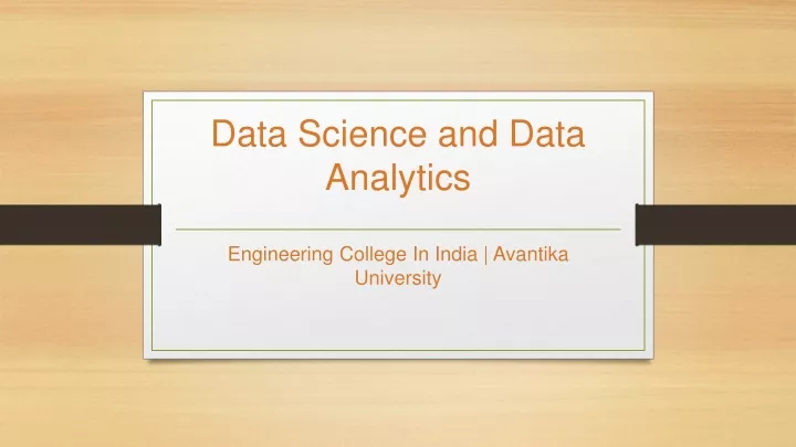 data science and data analytics