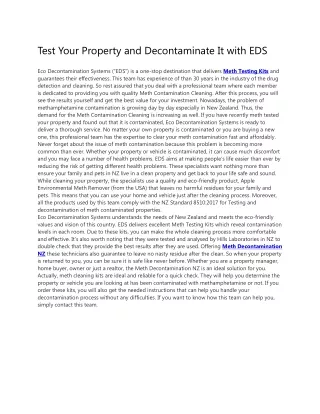 Test Your Property and Decontaminate It with EDS