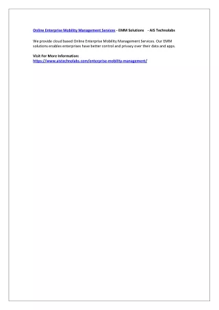 online enterprise mobility management services
