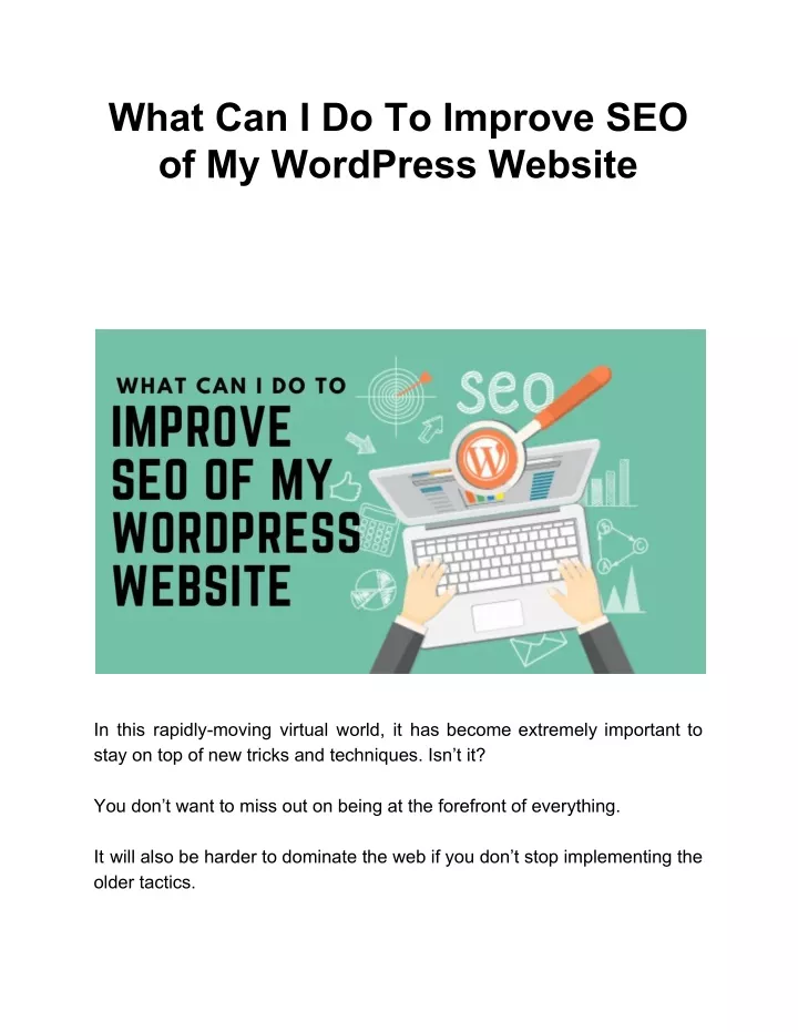what can i do to improve seo of my wordpress