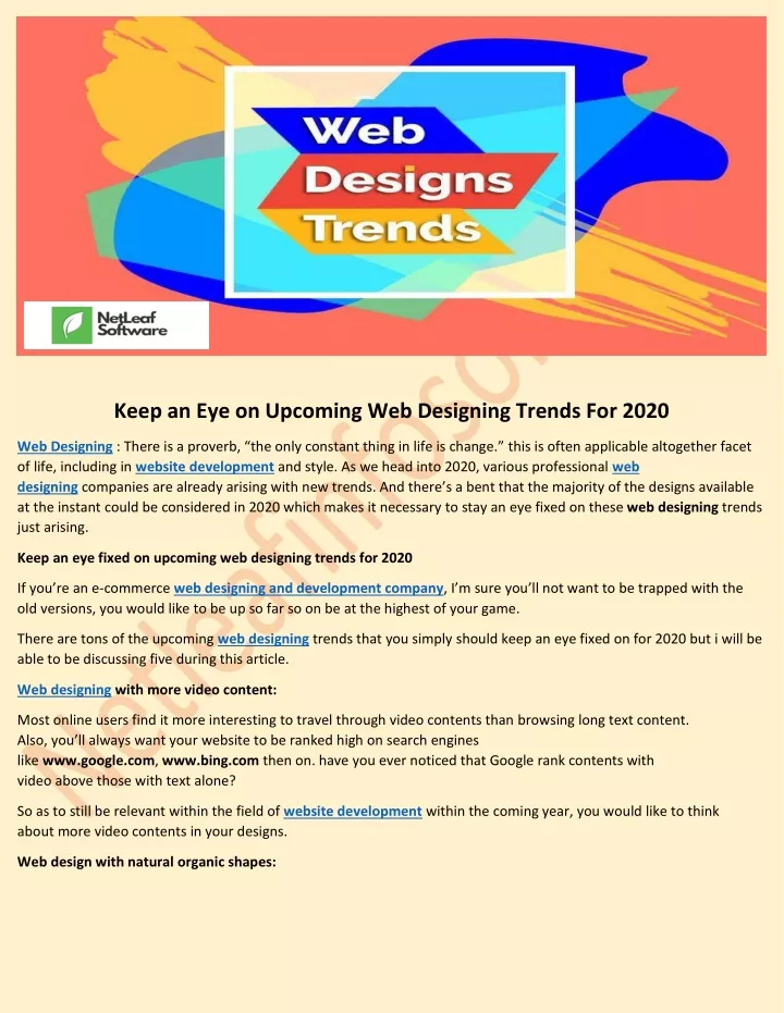 keep an eye on upcoming web designing trends