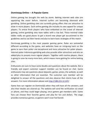 dominoqq online a popular game