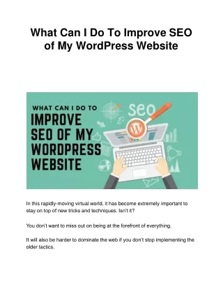 what can i do to improve seo of my wordpress website